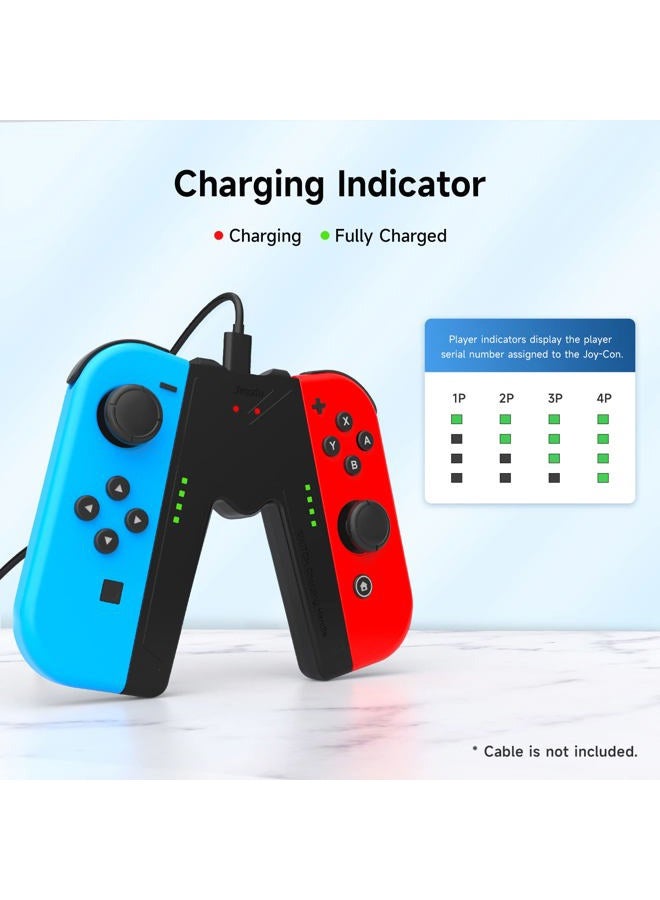 Jingdu Switch Joy-Con Charging Grip Compatible with Nintendo Switch & OLED Model, V-Shaped Switch Joy-Con Controller Charger with Indicators, Charge While Playing, Black - Image 3