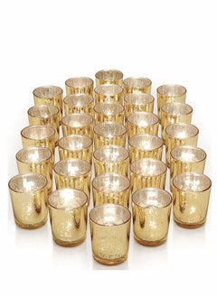 Excefore 12 Pieces Gold Votive Candle Holders for Table - Glass Votives Gold Candle Holder - Candle Holder for Wedding Centerpieces & Party Decorations 's Table Decor  - Image 1