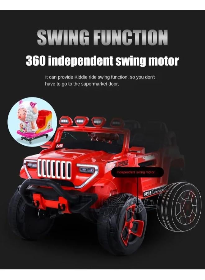 سيارة بطارية بمقعدين للأطفال - سيارة جامبو - سيارة آمنة للأطفال - 12 فولت 7 أمبير - حتى 12 عامًا. (أحمر) - Image 2