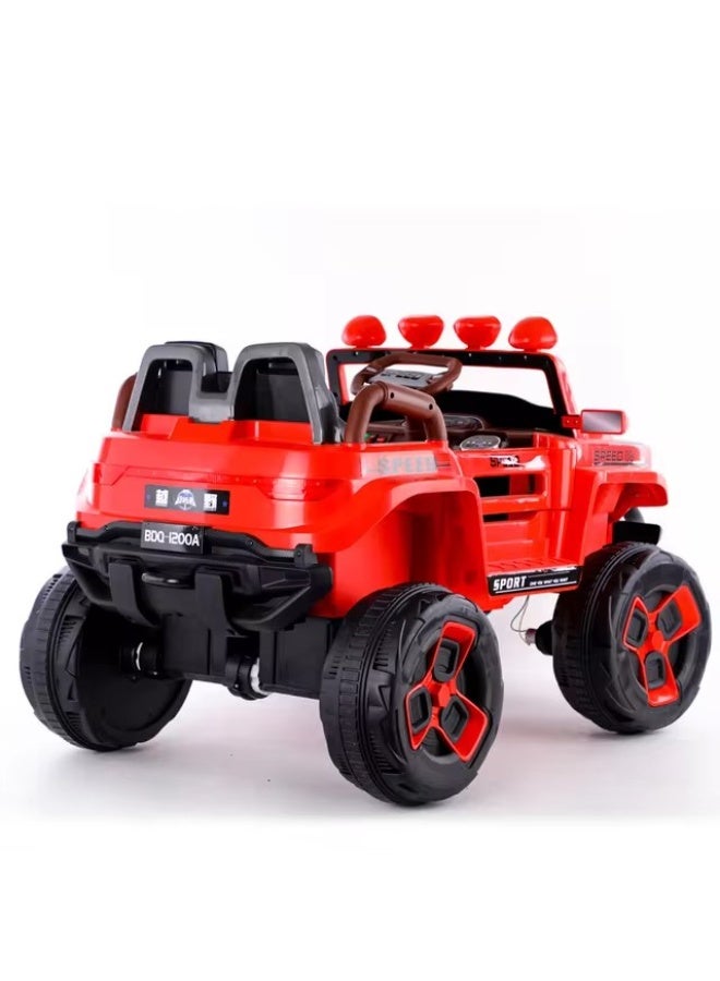 سيارة بطارية بمقعدين للأطفال - سيارة جامبو - سيارة آمنة للأطفال - 12 فولت 7 أمبير - حتى 12 عامًا. (أحمر) - Image 4