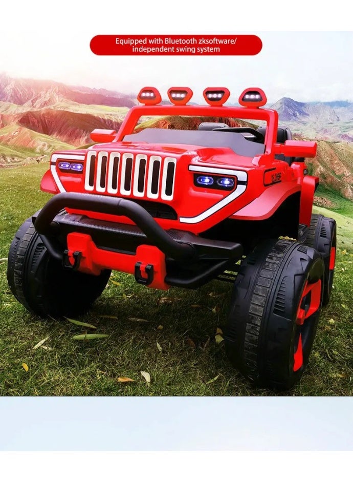 سيارة بطارية بمقعدين للأطفال - سيارة جامبو - سيارة آمنة للأطفال - 12 فولت 7 أمبير - حتى 12 عامًا. (أحمر) - Image 5