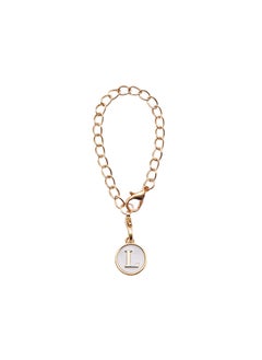 Generic Cute Alphabet Number Charm Keychain L-white alloy drop letter pendant 