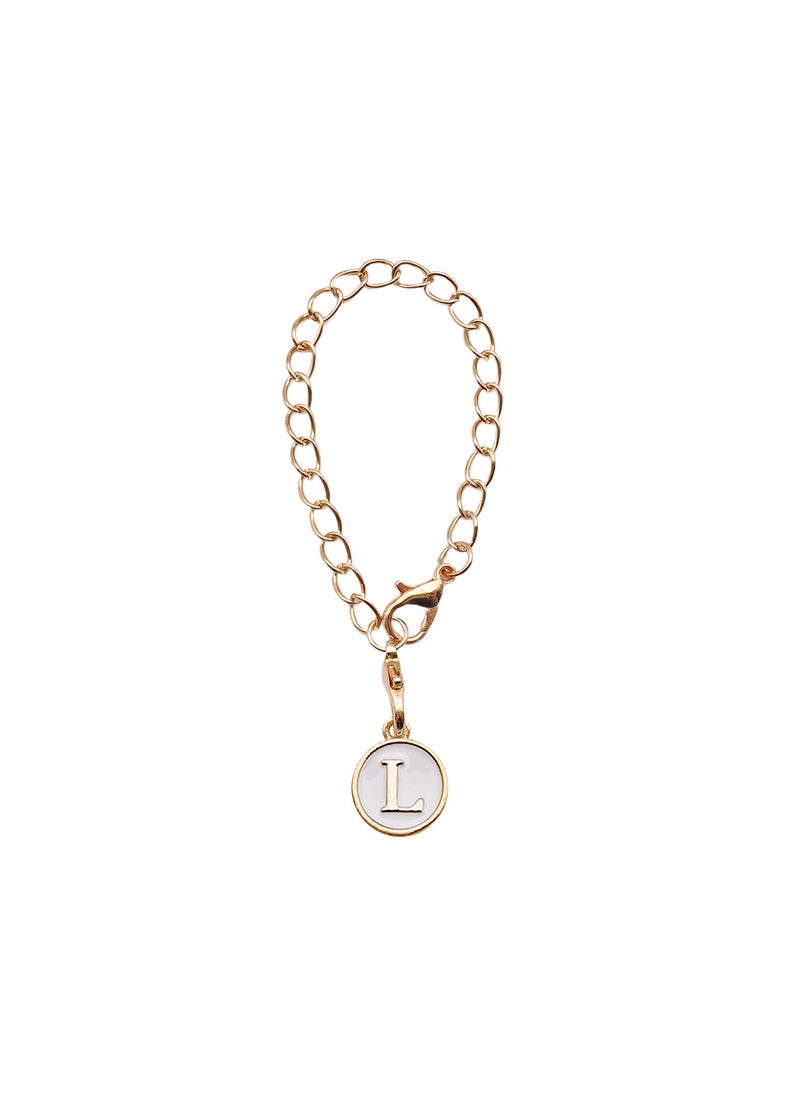 Generic Cute Alphabet Number Charm Keychain L-white alloy drop letter pendant 