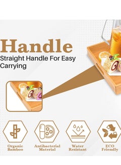 Lavish Bamboo 3 Pack Kitchen Rectangular Food Tray with Handle Party Tea Bar Table Breakfast Snack Food 46x33x3.05cm  - Image 3