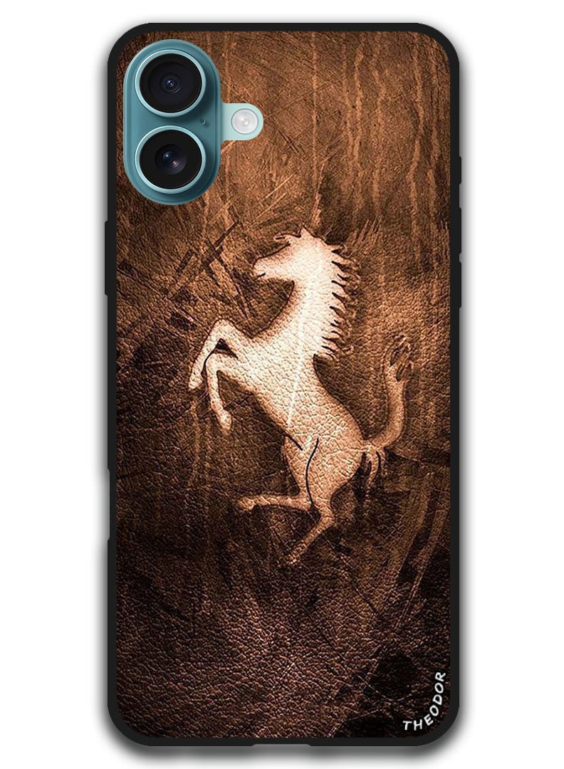 Theodor Protective Case Anti Scratch Shock Proof Bumper Cover For iPhone 16 Plus (6.7)-inch Leather Horse - Image 1