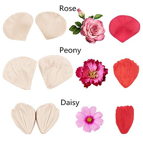Colorkitchenware 12set Gumpaste Flower Silicone Veining Mold-Fondant Flower Veining Mold,Gum Paste Flower Tools,Sugar Paste Flower Cake Decorating Tool for Peony Rose Lily Daisy Hydrangea Wedding Flowers - Image 4