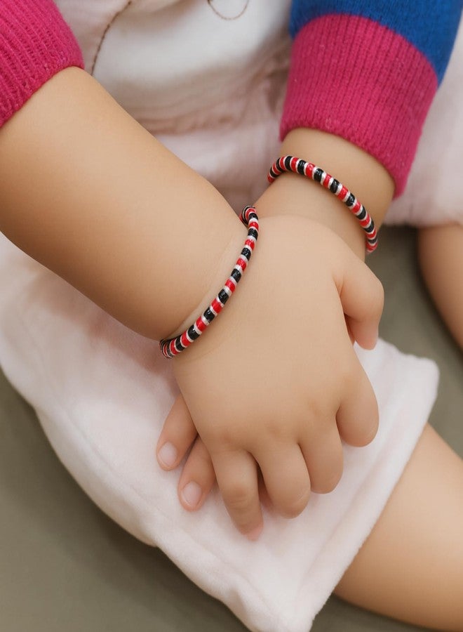 DARSHRAJ 925 Sterling Silver Ball Black & Red Beads Baby Nazariya | Traditional Nazar Suraksha Bracelet for Newborn Boys & Girls - Image 2