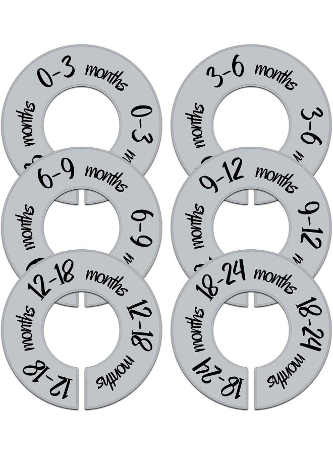 Pro Goleem Pro Goleem Baby Closet Dividers Gray Baby Closet Organizer for Nursery Baby Clothes Size Age Dividers Fits 1.5" Rod 6 PCS  - Image 1