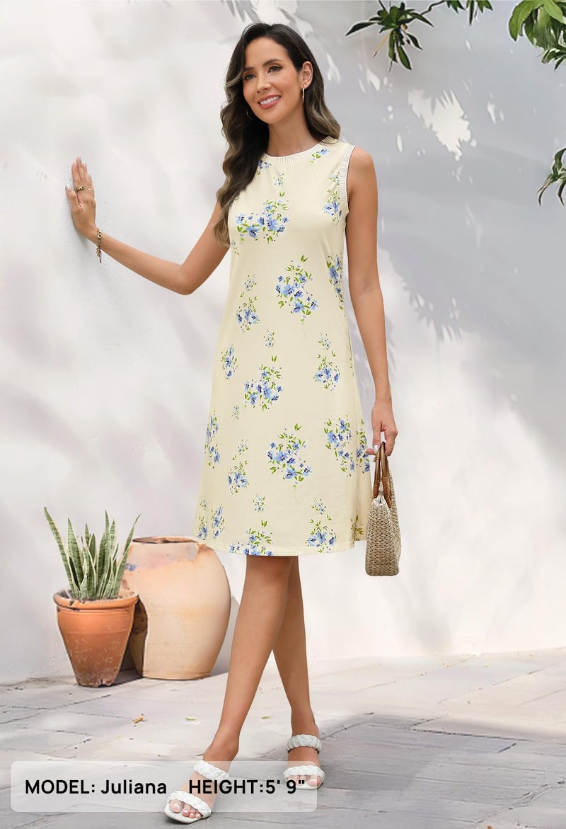 MEROKEETY Summer Spring Sun Dress for Women 2026 Beach Vacation Casual Sundress Sleeveless Tank Dresses Resort Cruise Wear, Floral1, X-Large - Image 4