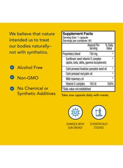North American Herb & Spice NORTH AMERICAN HERB & SPICE Purely-E - 60 Capsules - Supports Healthy Hair, Skin & Nails - Soy-Free Vitamin E Complex from Sunflower Oil, Pumpkin Seeds & African Red Palm Oil - Non-GMO - 60 Servings  - Image 4