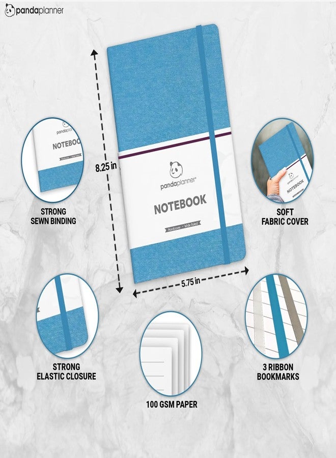 Panda Planner Wide Ruled Notebook - 5.75" x 8.25" Hardcover Journal with 240 Wide Lined Pages - Thick 120 GSM Paper for School, Work, Note Taking & Organization (Blue) - Image 4