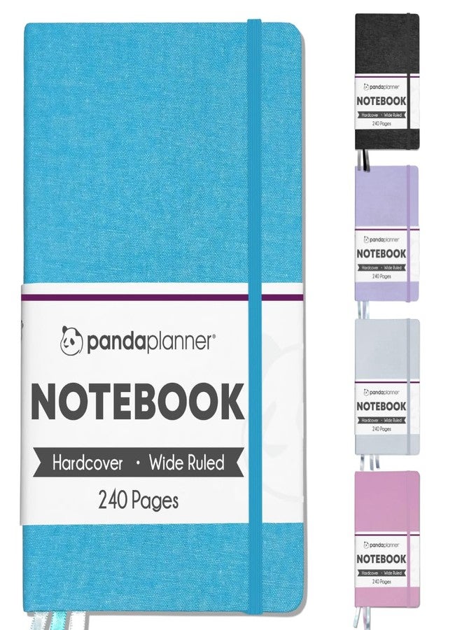 Panda Planner Wide Ruled Notebook - 5.75" x 8.25" Hardcover Journal with 240 Wide Lined Pages - Thick 120 GSM Paper for School, Work, Note Taking & Organization (Blue) - Image 1
