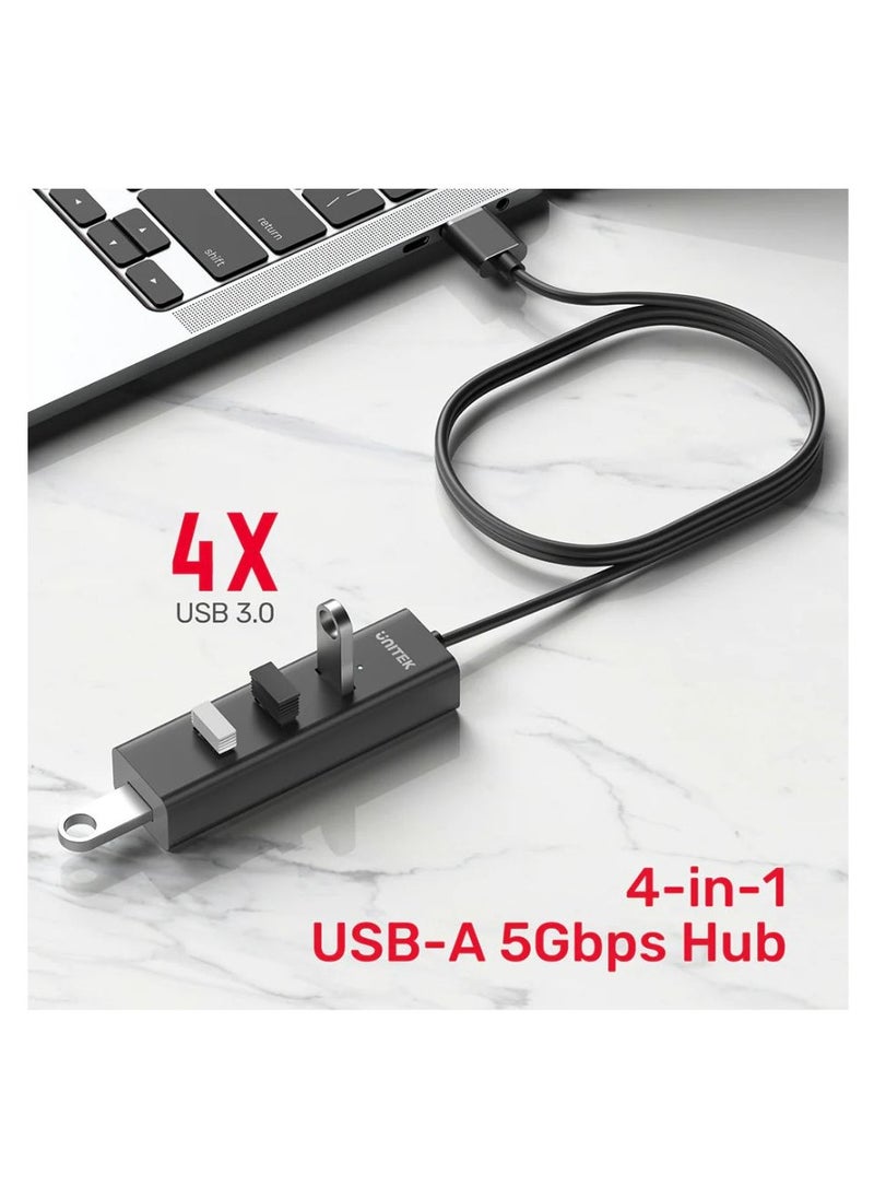 UNITEK UNITEK 4-in-1 USB-A Hub with 5Gbps High-Speed Data Transfer for Multiple Device Connectivity  - Image 3