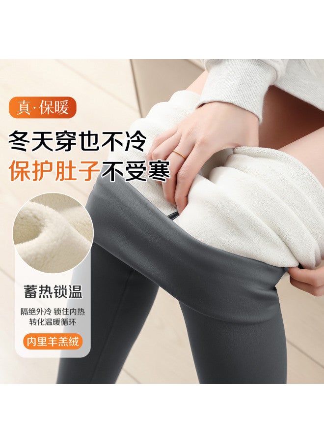 Modal Women'S Winter Fleece-Lined Faux Lamb Wool Shark Pants, High-Waist Tummy Control Lifting Leggings, Wearable As Outerwear, Barbie Pants For Women - Image 5