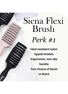 L'ANGE HAIR L’Ange Hair Siena Flexi Vented Brush | Helps Groom And Detangle All Types Of Hair | Flexible With Heatresistant Nylontipped Bristles | Black  - Image 4