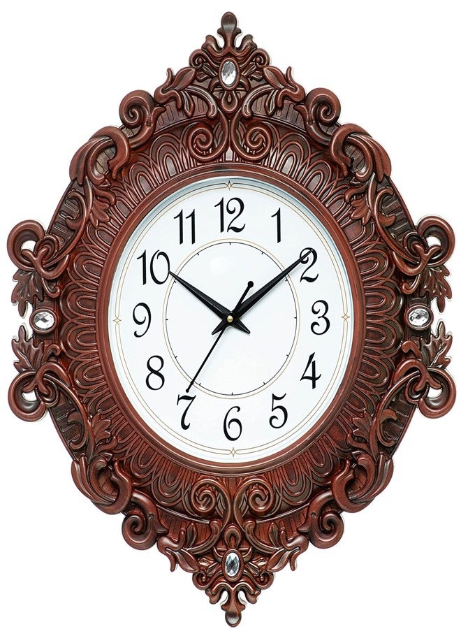 Harbour Analog Latest Stylish New Models Wall Clock for Home Living Room Hall Bedroom (Size Height 48 CM X Width 41 CM) Mz Hb 911 wla 2-Brown,Plastic - Image 2