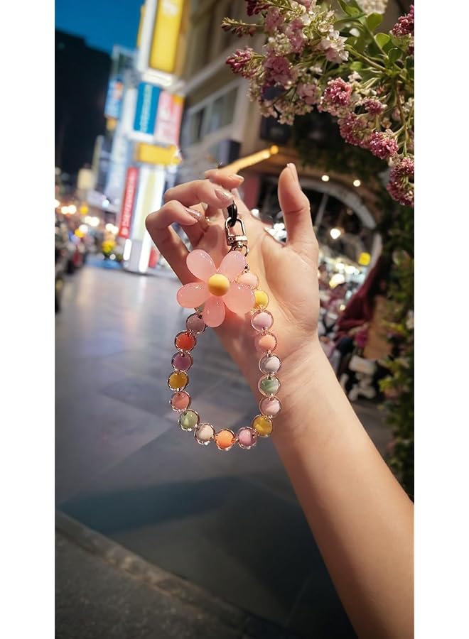 Green Tiger Colorful Flower Beaded Phone Lanyard - Elegant Floral Accessory, Handcrafted Beaded Chain for Stylish Phone Decoration & Easy Grip - Image 1