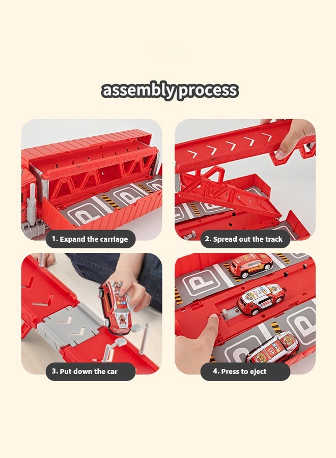 Race Car Track Toy Truck Toy with Slots & Foldable Race Tracks Transport Car Carrier Toy for Toddlers Cars Toy Set Container Truck Toy with 12 Alloy Cars Vehicles Toy Set for 3+ Kids Boys Girls - Image 5