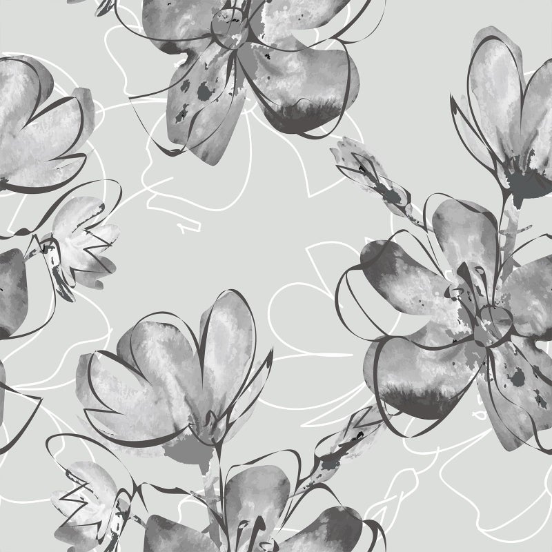 VaryStyle 177x118 Ink Floral Wallpaper GreyWhite Floral Peel and Stick Wallpaper Vintage Neutral Watercolor Grey Contact Paper for Cabinets Walls Removable Mural Wall Paper for Bedroom Bathroom - Image 2