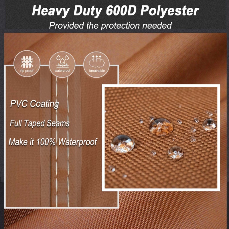 NettyPro Stackable Chair Covers 2 Pack Waterproof Outdoor Stack Chairs Cover Patio Furniture Stacking Chair Covers, Fits for 4-6 Stackable Dining High Back Chairs, 28 W x 35 D x 45 H inch, Brown - Image 2