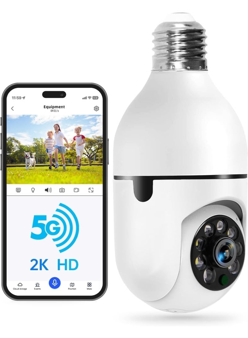 Dual-Band Wi-Fi Smart Bulb Security Camera – 360° Panoramic Indoor & Outdoor Surveillance with Night Vision - Image 1