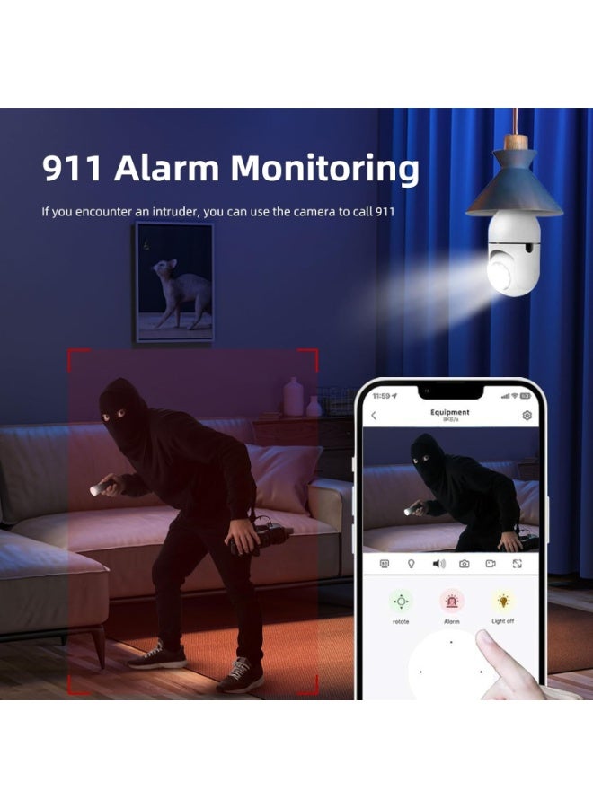 Dual-Band Wi-Fi Smart Bulb Security Camera – 360° Panoramic Indoor & Outdoor Surveillance with Night Vision - Image 4