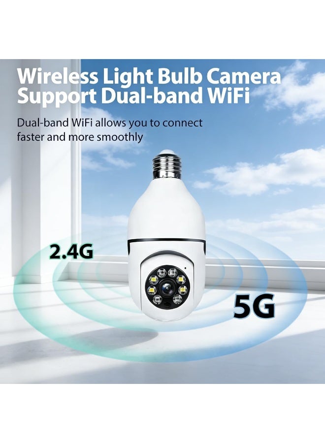 Dual-Band Wi-Fi Smart Bulb Security Camera – 360° Panoramic Indoor & Outdoor Surveillance with Night Vision - Image 5