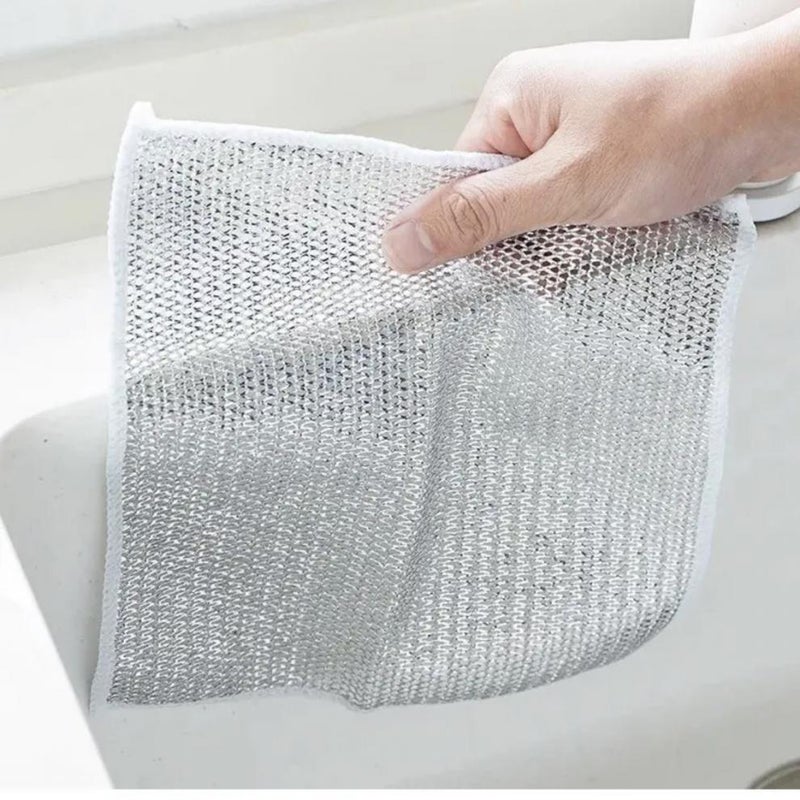 Silver Silk Rag Fuji Business Cleaning Cloth Mesh Non-Stick Oil Rag Kitchen Stove Dishwashing Pot Cleaning Cloth - Image 1