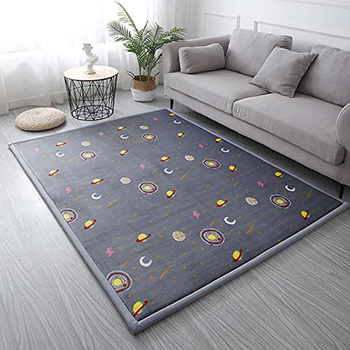 Loartee Coral Velvet Area Rug - 1" Thick Memory Foam Baby Play Mat, Washable Toddler Carpet, Home Decor for Living Room, Nursery, Kids Bedroom, Astral Gray, 4'11"x4'11" - Image 1