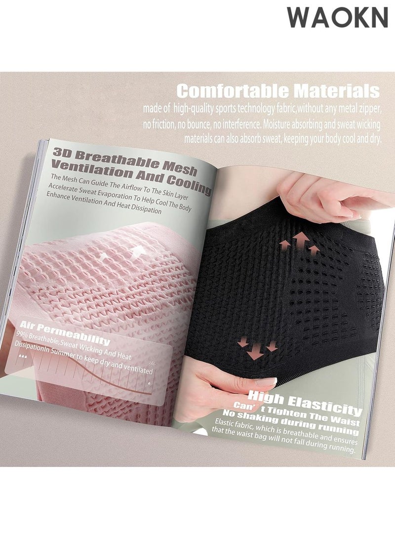 WAOKN Slim Running Belt for Men & Women - Lightweight Fanny Pack Waist Bag with Moisture-Wicking Fabric - Secure Phone Holder for Running, Hiking, Travel, Workout - Adjustable Bungee Strap Fits - Reflective Strips (Size S, Pink) - Image 5