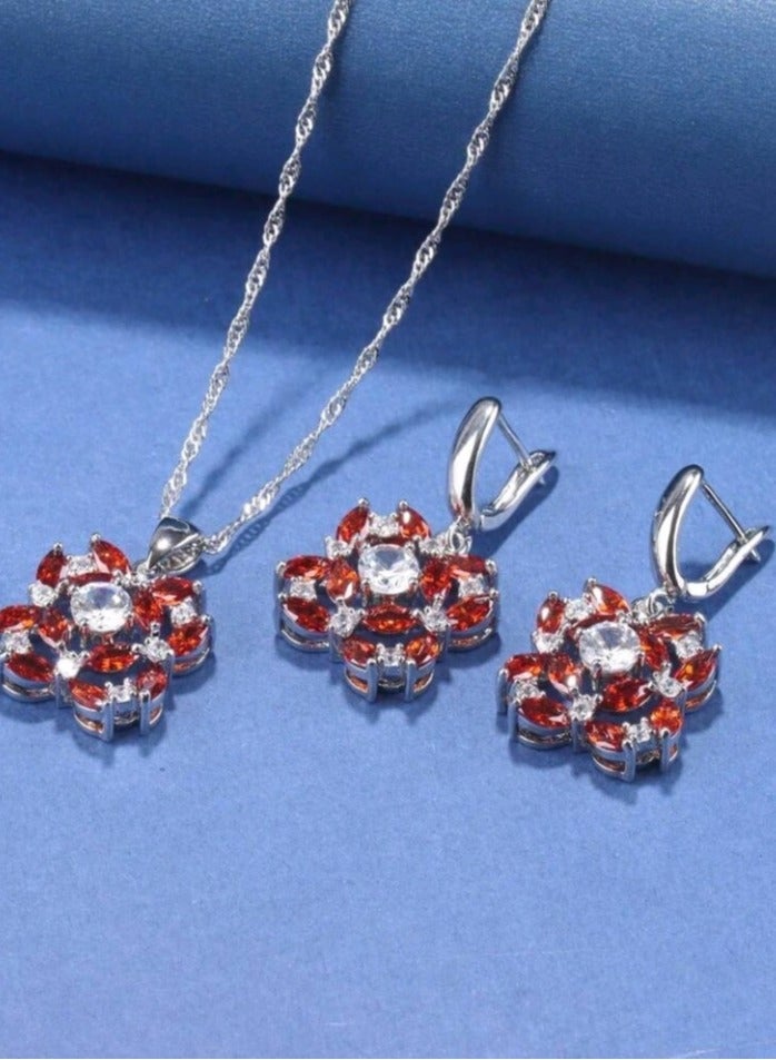 Attractives 925 Silver Plated Luxury Jewellery Set For Women Inlaid With Zirconia - Image 1