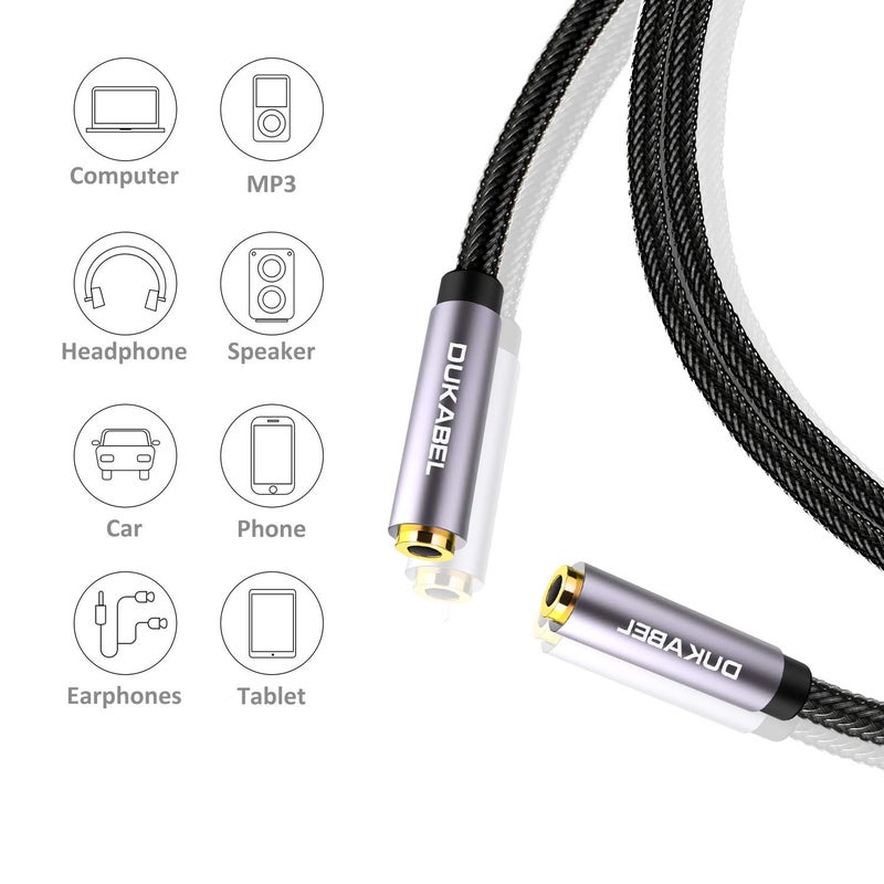 DUKABEL 3.5mm Female to Female Adapter Cable 4-Pole TRRS Coupler AUX Extension Cable [OFC Lossless Audio & Crystal-Nylon Braided] Aux Connector Stereo Jack - TopSeries (3.9ft / 120cm) - Image 4