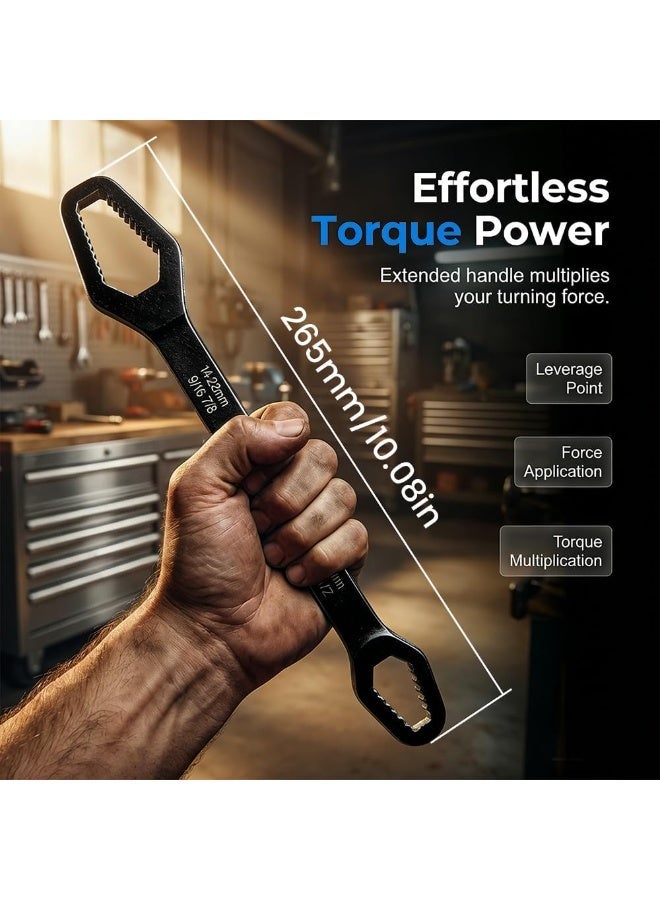 Universal Self-Tightening Double-Head Torx Wrench 3–17 mm – Multifunctional Adjustable Spanner with Serrated Jaw, 5 mm Thick Carbon Steel, Compact 14.5 cm Portable Design | Hex Bolt Nut Grip Wrench for Car Repair, Motorcycle Maintenance, Plumbing & Home DIY Projects - Image 4