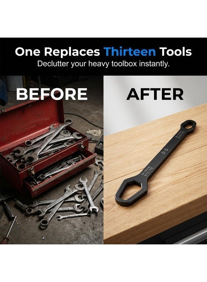Universal Self-Tightening Double-Head Torx Wrench 3–17 mm – Multifunctional Adjustable Spanner with Serrated Jaw, 5 mm Thick Carbon Steel, Compact 14.5 cm Portable Design | Hex Bolt Nut Grip Wrench for Car Repair, Motorcycle Maintenance, Plumbing & Home DIY Projects - Image 2