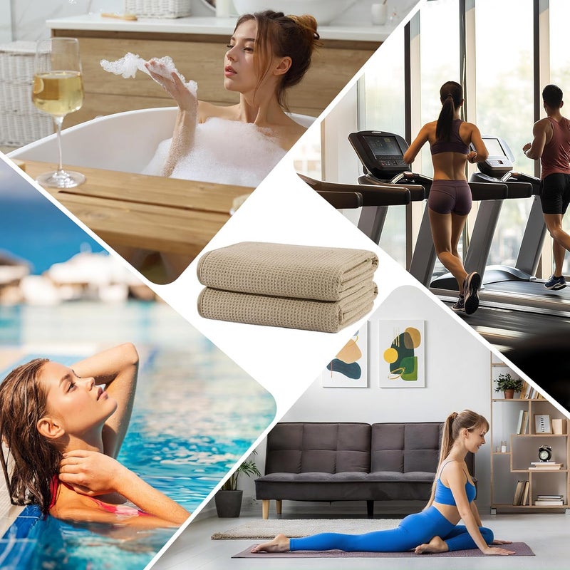 Polyte Microfiber Oversize Quick Dry Lint Free Waffle Bath Towel for Body, 60 x 30 in, Set of 2 - Image 5