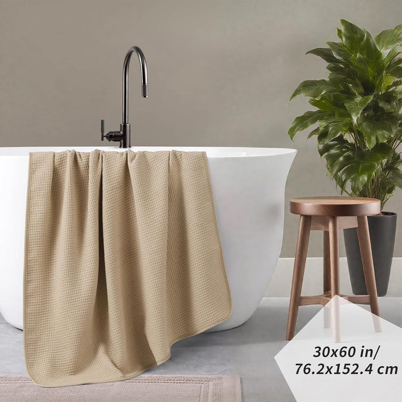 Polyte Microfiber Oversize Quick Dry Lint Free Waffle Bath Towel for Body, 60 x 30 in, Set of 2 - Image 3