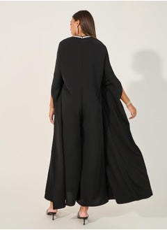 Styli Embellished V Neck Wide Leg Cape Jumpsuit  - Image 5