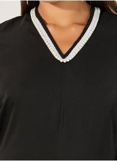 Styli Embellished V Neck Wide Leg Cape Jumpsuit  - Image 4