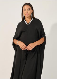 Styli Embellished V Neck Wide Leg Cape Jumpsuit  - Image 3