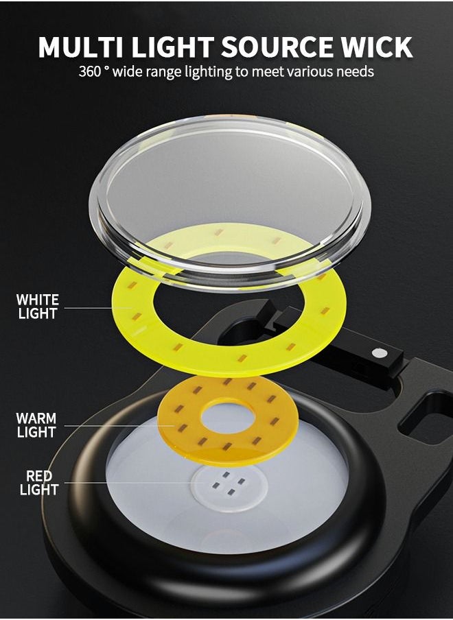 GROIC - Keychain Light,Small Mini Keychain Flashlights Rechargeable 500 Lumens Bright COB Pocket Led Work Flash Lights with Folding Bracket Bottle Opener Magnetic Base - Image 1