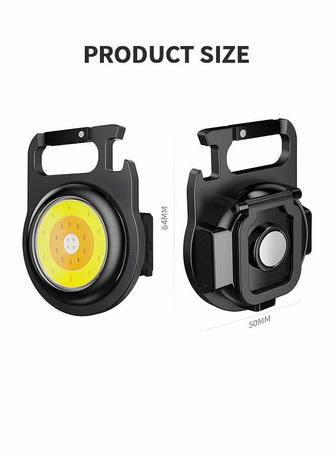 GROIC - Keychain Light,Small Mini Keychain Flashlights Rechargeable 500 Lumens Bright COB Pocket Led Work Flash Lights with Folding Bracket Bottle Opener Magnetic Base - Image 1