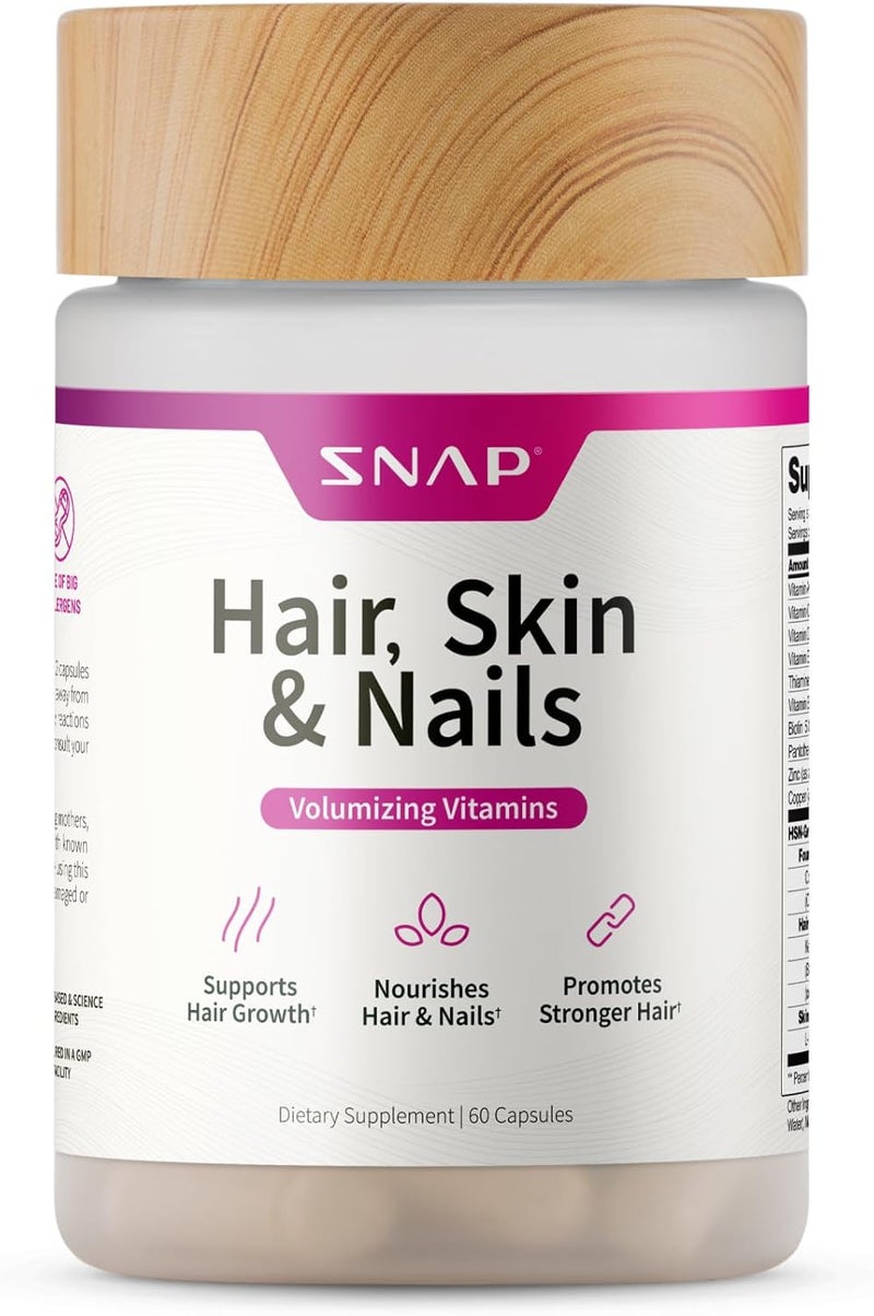 SNAP SUPPLEMENTS Hair, Skin & Nails Vitamins for Women - 60 Capsules - Image 1