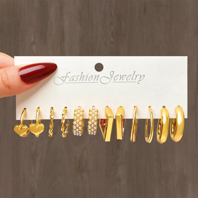European and American new metal earrings square geometric earrings earrings earrings set combination ins Wind earrings set GZ0326 GZ0326 
