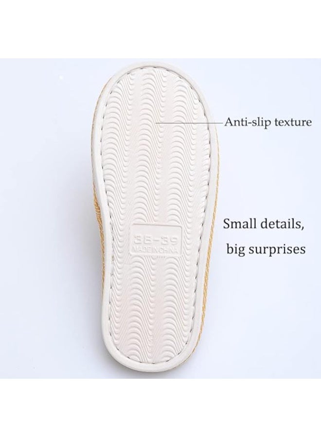 VIUAUAX نعال من الكتان القطني، ونعال داخلية من الكتان المنزلي الصيفي، ونعال داخلية من الكتان المنزلي الصيفي، ونعال منزلية زوجية مانعة للانزلاق، ونعال أرضية من الكتان القطني، ونعال أرضية من الكتان الصيفي في الفصول الأربعة الربيعية والخريفية. نعال قماشية نعال داخلية وخارجية داخلية وخارجية، نعال غير قابلة للانزلاق في أربعة مواسم ناعمة القاع، نعال زوجية للرجال والنساء. - Image 5