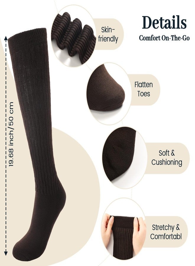 Pleneal 3 Pairs Slouch Socks for Women Long Slouchy Scrunch Socks, Knit Chunky Boot Sock,Black&White&Coffee - Image 4