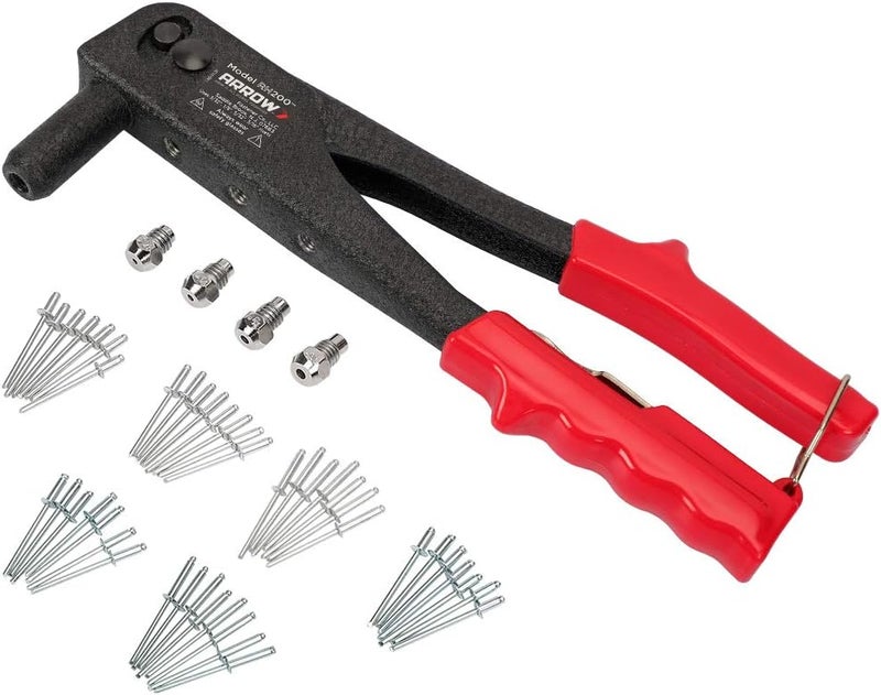 Arrow Fastener طقم أدوات تثبيت ريفيت ثقيل من أرو، مسدس ريفيت احترافي مع 120 ريفيت متنوع - Image 1