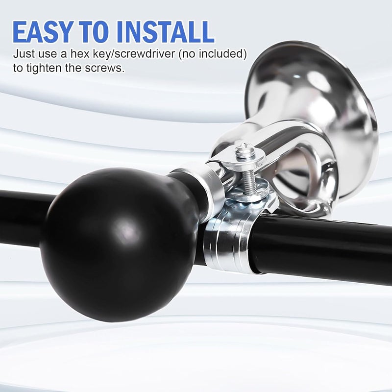 Timoo Bike Horn for Adults Classic Bugle Horn Metal Squeeze Clown Horn for Golf Cart, Fits All Bicycle Handle Bar, Loud Sounds - Image 3