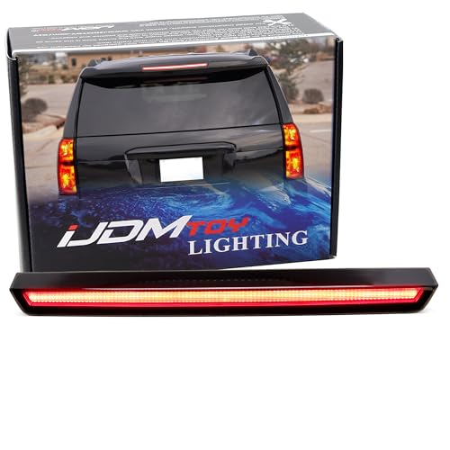 iJDMTOY BlackOut Smoked Lens Full LED Strip High Mount Third Brake Light Assembly Compatible With Chevrolet 20152020 SuburbanTahoe GMC YukonYukon XL Cadillac Escalade - Image 1