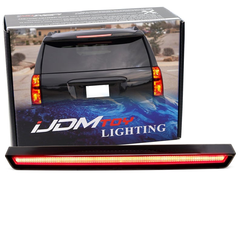 iJDMTOY BlackOut Smoked Lens Full LED Strip High Mount Third Brake Light Assembly Compatible With Chevrolet 20152020 SuburbanTahoe GMC YukonYukon XL Cadillac Escalade - Image 2