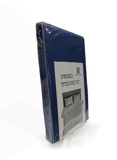 PACHA HOME Plain sheet set with fabric pattern - color:Navy Blue Size: 180*270+1 pillowcases.  - Image 3